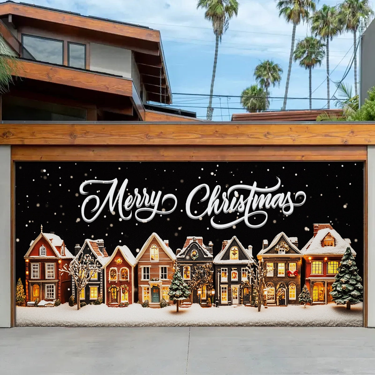 Shineful Garage Door Banner Decoration Holiday Townscape
