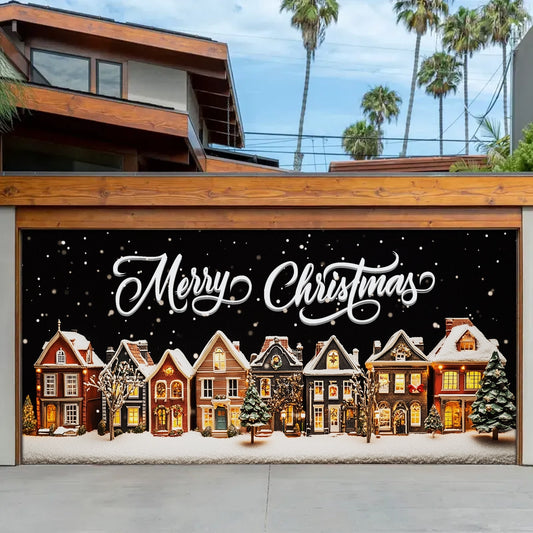 Shineful Garage Door Banner Decoration Holiday Townscape