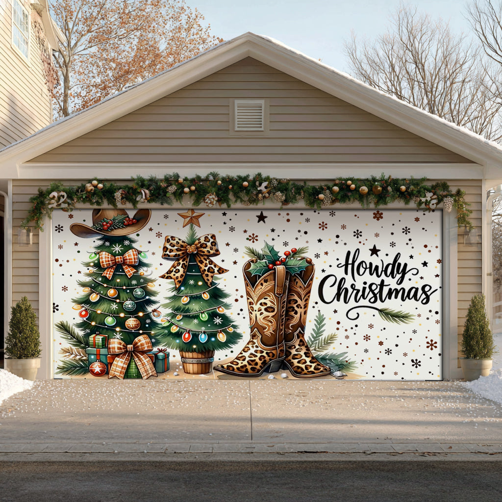 Shineful Garage Door Banner Decoration Howdy Christmas