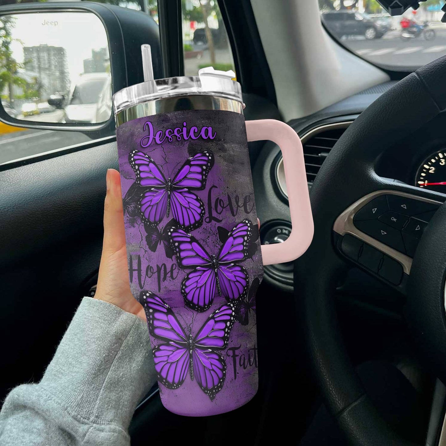 Butterfly Shineful™ Tumbler 40 Oz Loving Tl10 Light Pink 40Oz