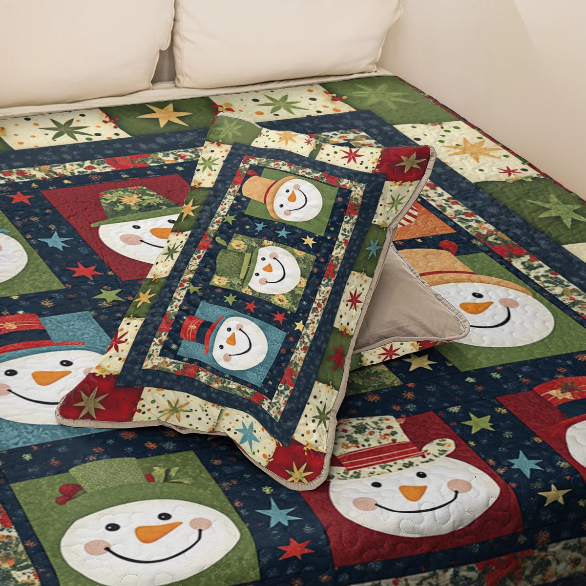 Shineful All Season Quilt 3-Piece Set Christmas Frosty Friends