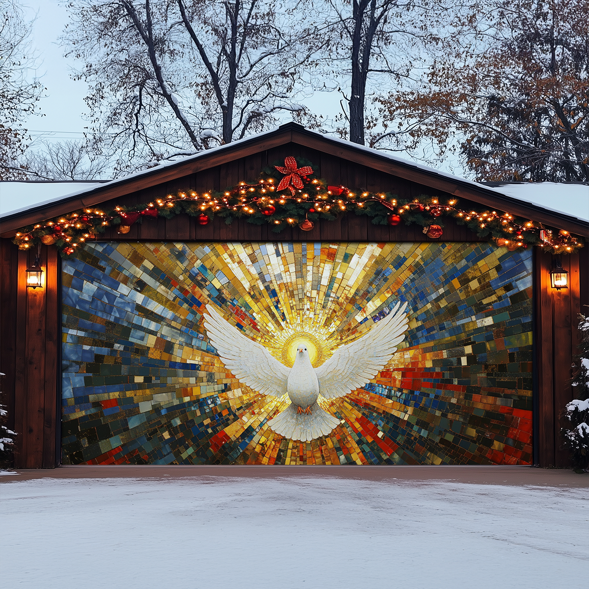Shineful Garage Door Banner Decoration Dove of Peace