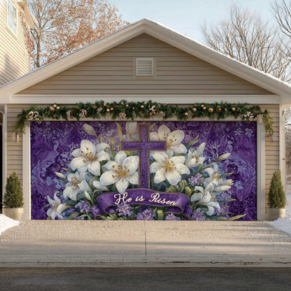 Shineful Garage Door Banner Decoration Easter Lily Cross