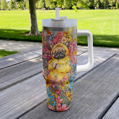 Shineful Personalized Tumbler Floral Sleeping Pug