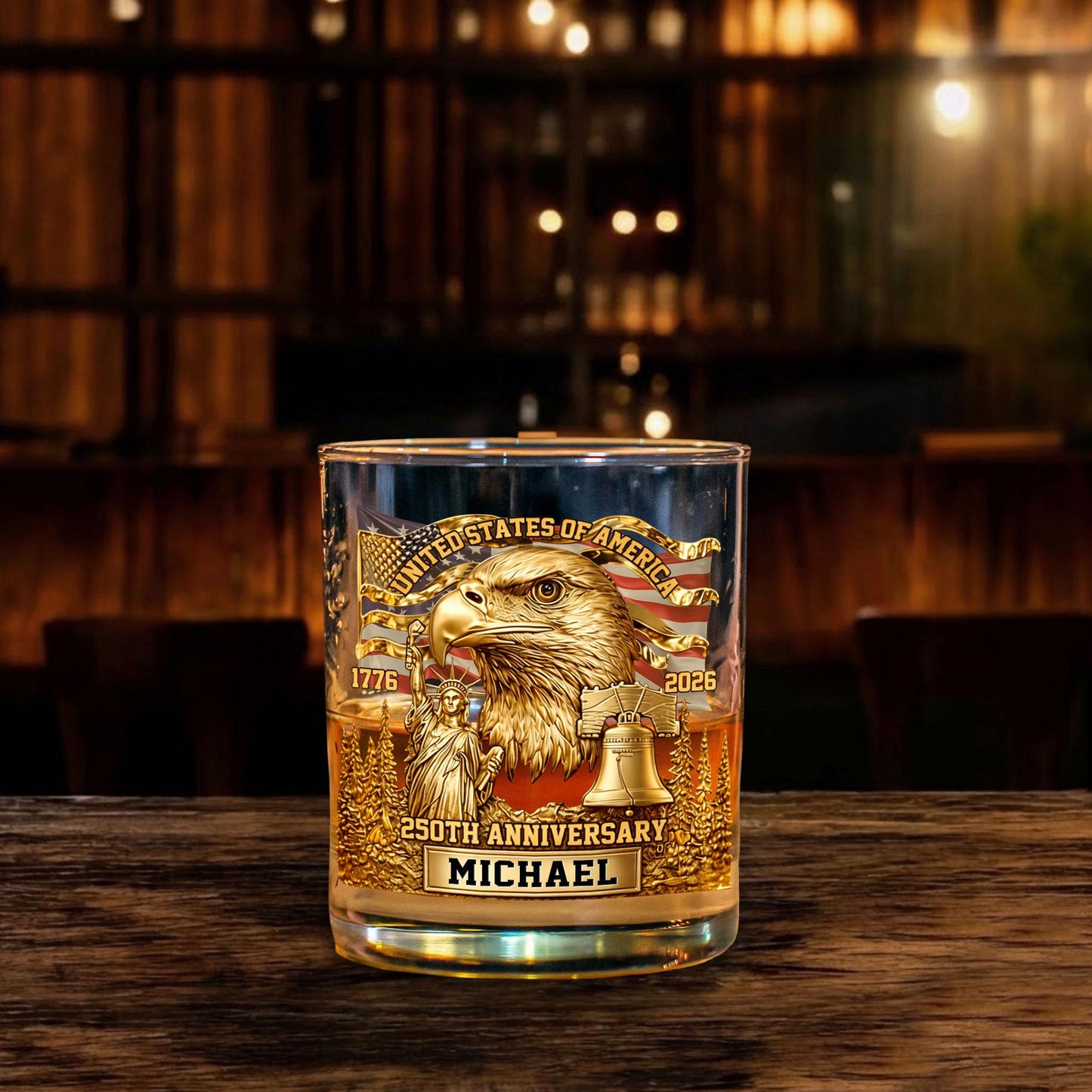 Shineful Whiskey Set 250th Anniversary Bald Eagle Personalized