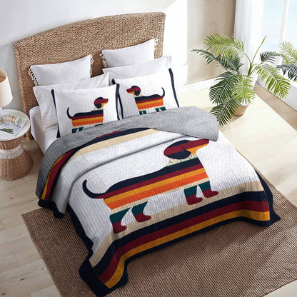 Shineful All Season Quilt 3-Piece Set Striped Dachshund