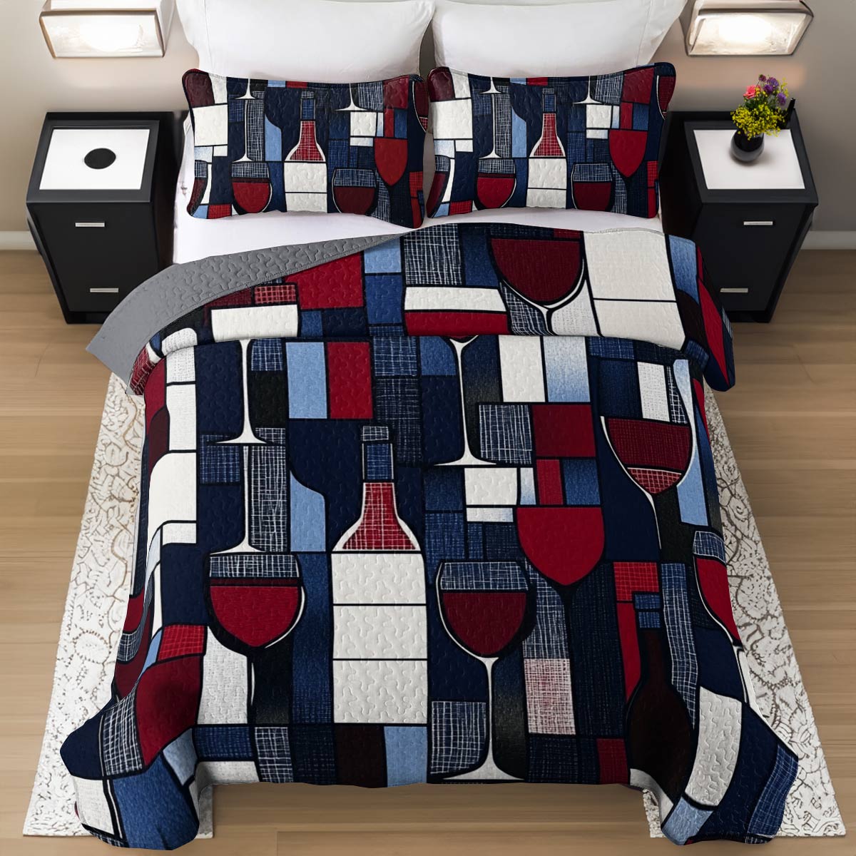 Shineful All Season Quilt 3-Piece Set Dreamy Wine Lovely