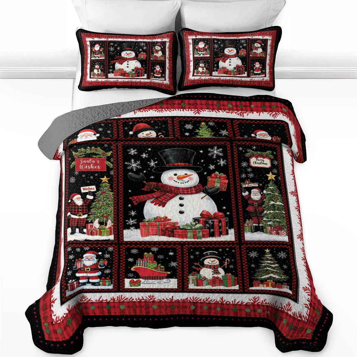 Shineful All Season Quilt 3-Piece Set - Snowman’s Holiday Cheer