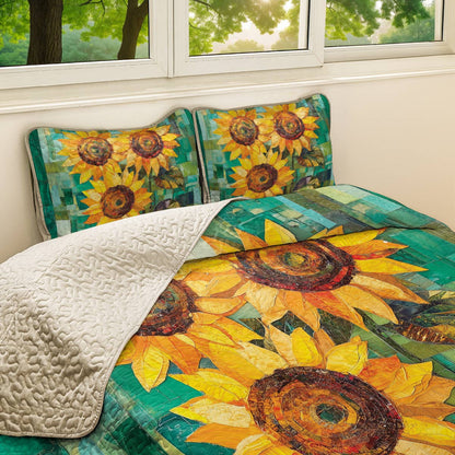 Shineful All Season Quilt 3-Piece Set - Sunflower Golden Bloom