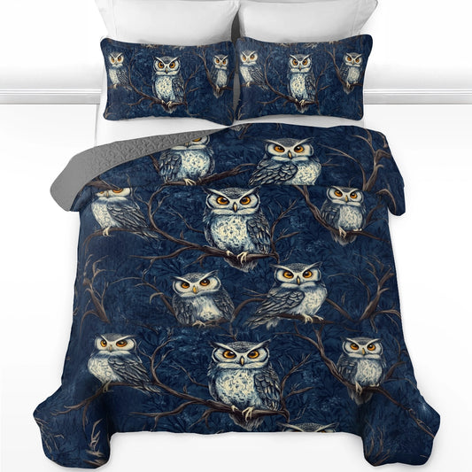 Shineful All Season Quilt 3-Piece Set Intelligent Wisdom Owl