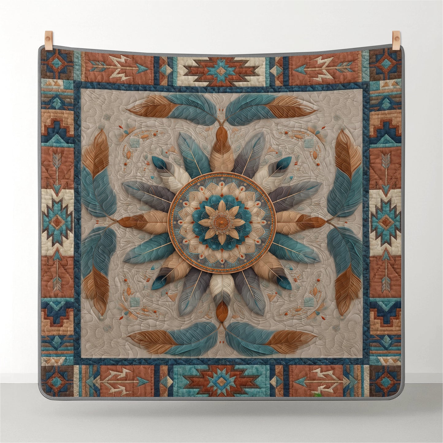 Shineful All Season Quilt 3-Piece Set Feather Mandala