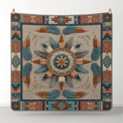 Shineful All Season Quilt 3-Piece Set Feather Mandala