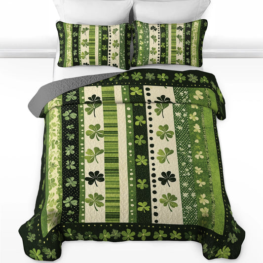 Shineful All Season Quilt 3-Piece Set Emerald Rows