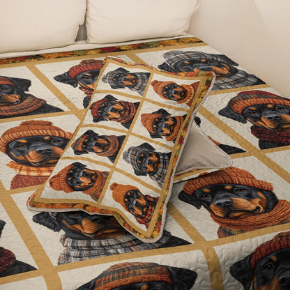 Shineful All Season Quilt 3-Piece Set - Rottie Fall Sweater