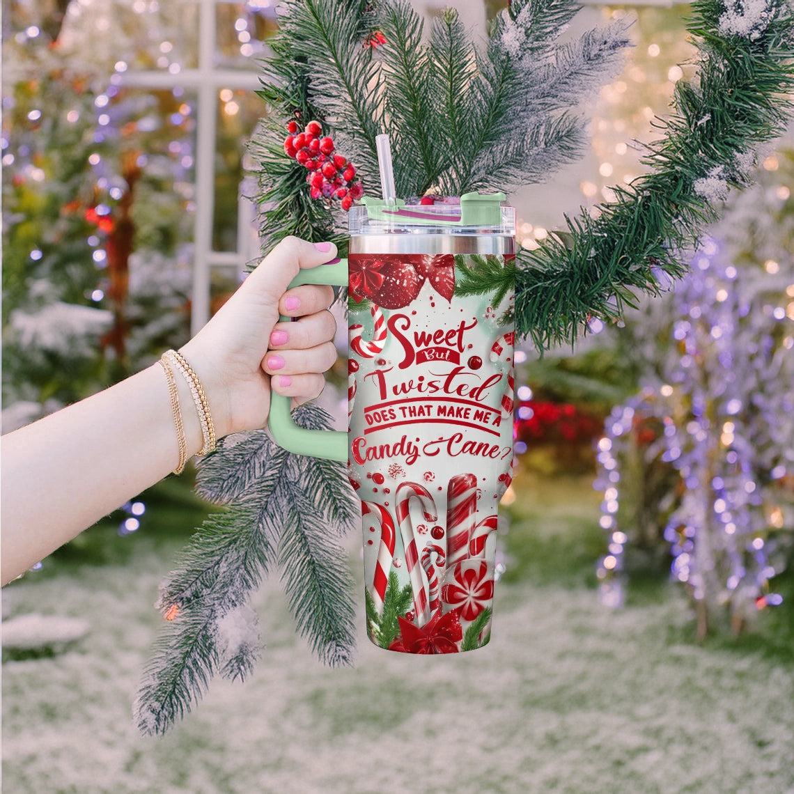 Shineful Glossy Tumbler Sweet Candy Cane Christmas