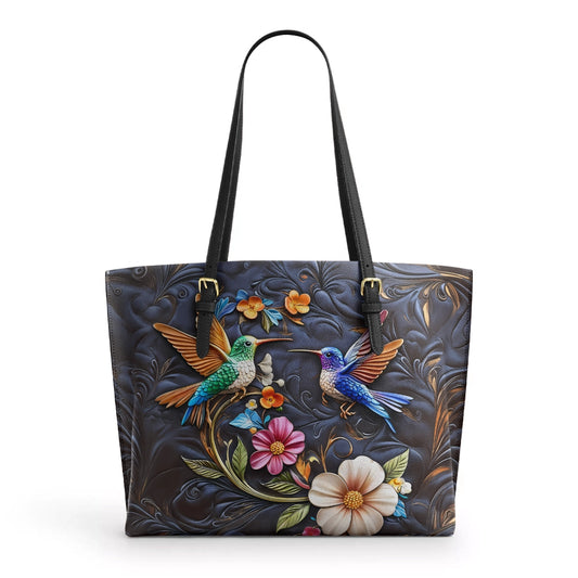 Shineful Leather Tote Bag Hummingbird Dream