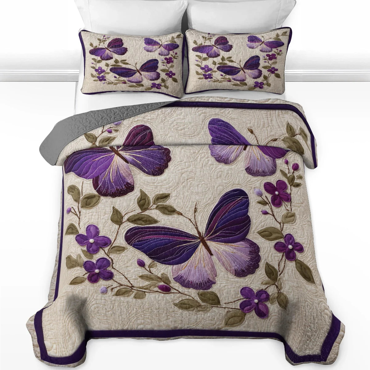 Shineful Quilt 3-Piece Set Dance of the Violet Wings