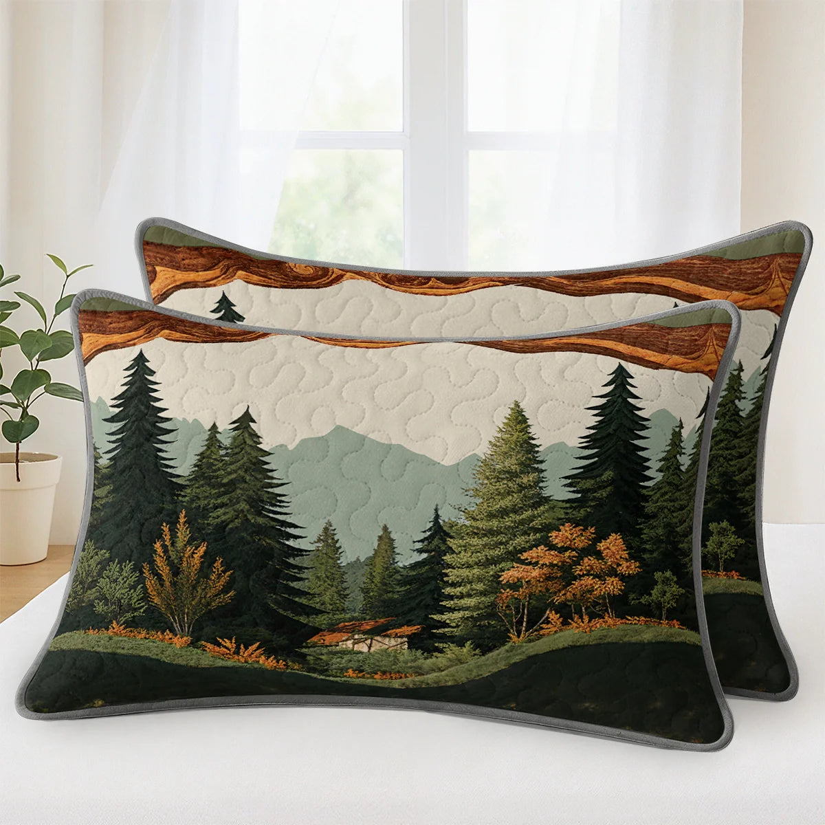 Shineful Quilt 3-Piece Set Forest Cabin