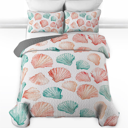 Shineful All Season Quilt 3-Piece Set Ocean Seashell