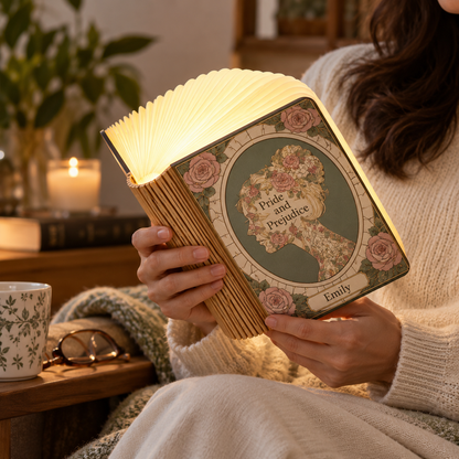 Shineful Price And Prejudice Wooden Book Lamp