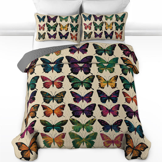 Shineful All Season Quilt 3-Piece Set Garden of Butterflies