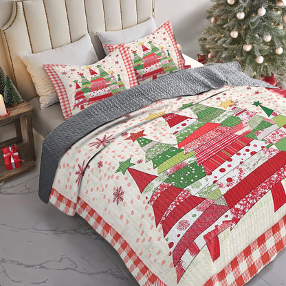 Shineful All Season Quilt 3-Piece Set Polka Dot Christmas Tree