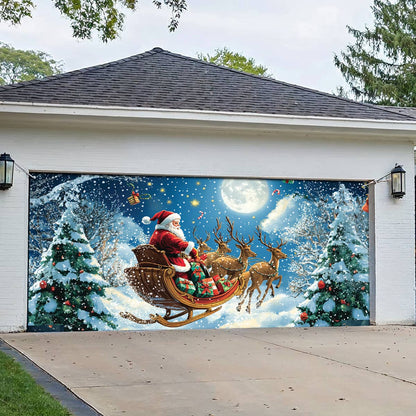 Shineful Garage Door Banner Decoration Moonlit Christmas Journey