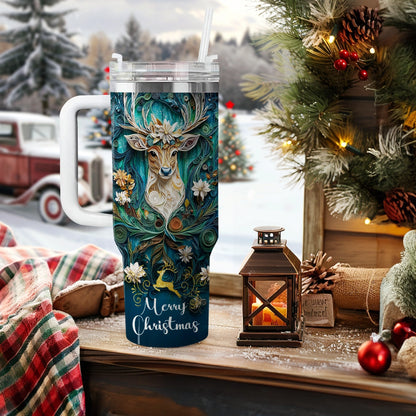 Shineful Glossy Tumbler Vintage Christmas Reindeer