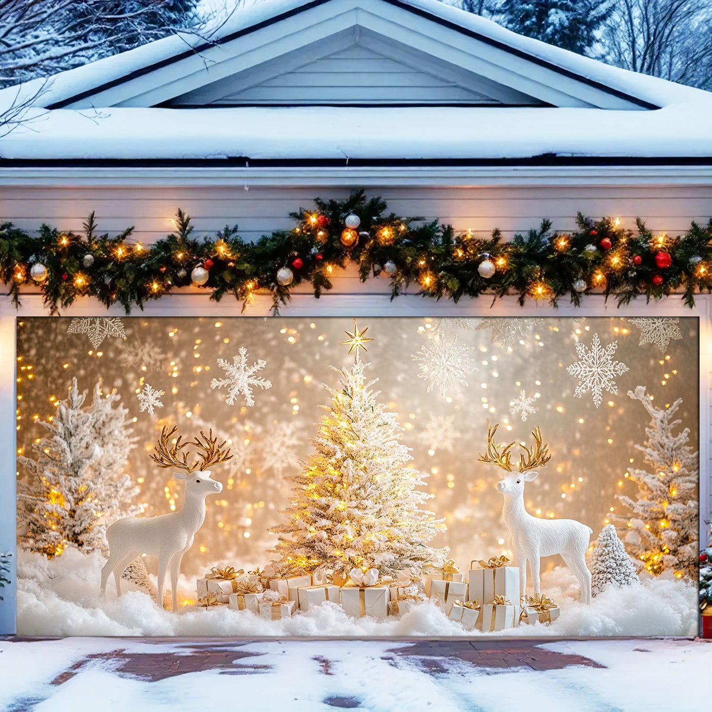 Shineful Garage Door Banner Decoration Twinkling Christmas Night