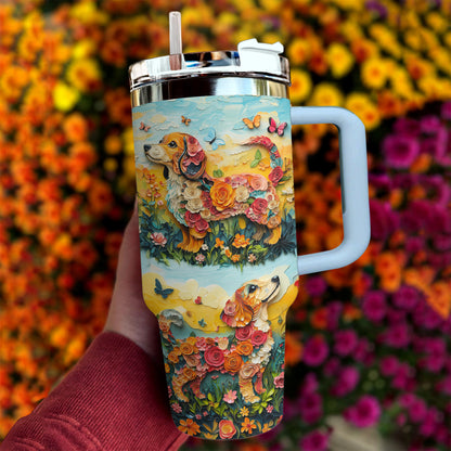 Shineful Tumbler Floral Dachshund