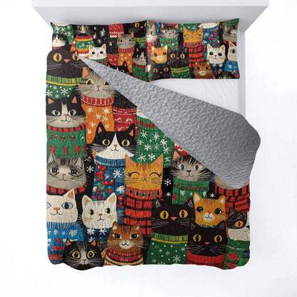 Shineful All Season Quilt 3-Piece Set Cozy Cats