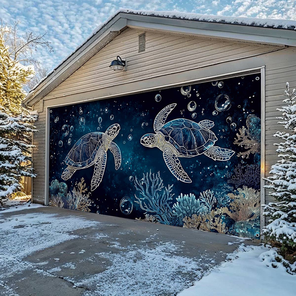 Shineful Garage Door Banner Decoration Turtle Serenity