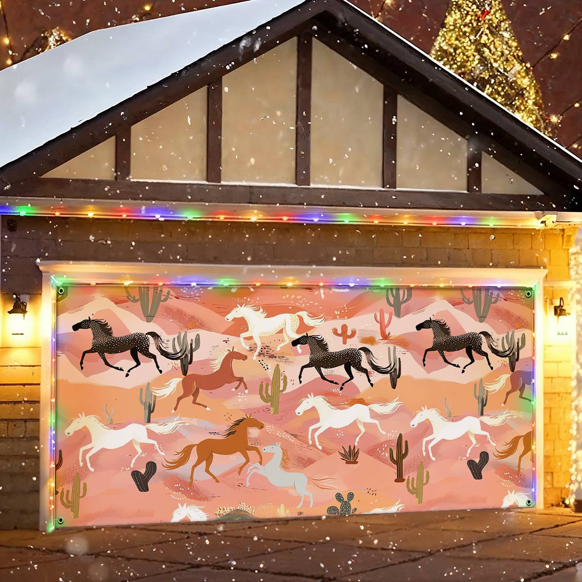 Shineful Garage Door Banner Decoration Desert Gallop