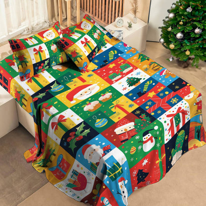 Shineful 4-Piece Bed Sheet Set Festive Joy
