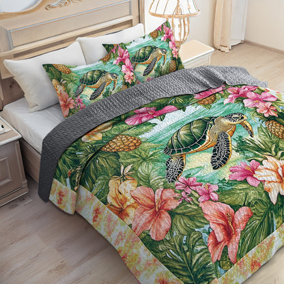 Shineful All Season Quilt 3-Piece Set Tropical Sea Turtle