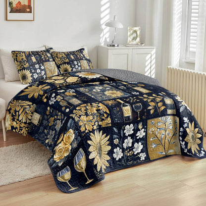 Shineful All Season Quilt 3-Piece Set Subtlety Wine Floral
