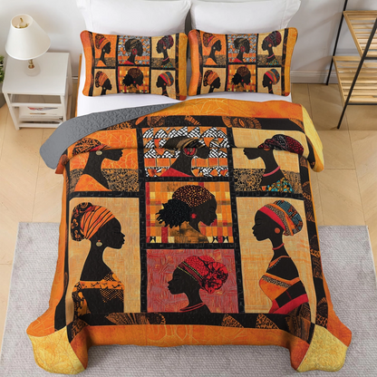 Shineful All Season Quilt 3-Piece Set African Queen Elegance