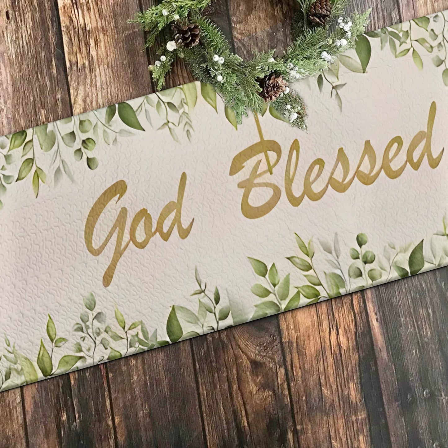 Shineful 2D Flat Print Quilted Table Runner Faithful Blessings Cross