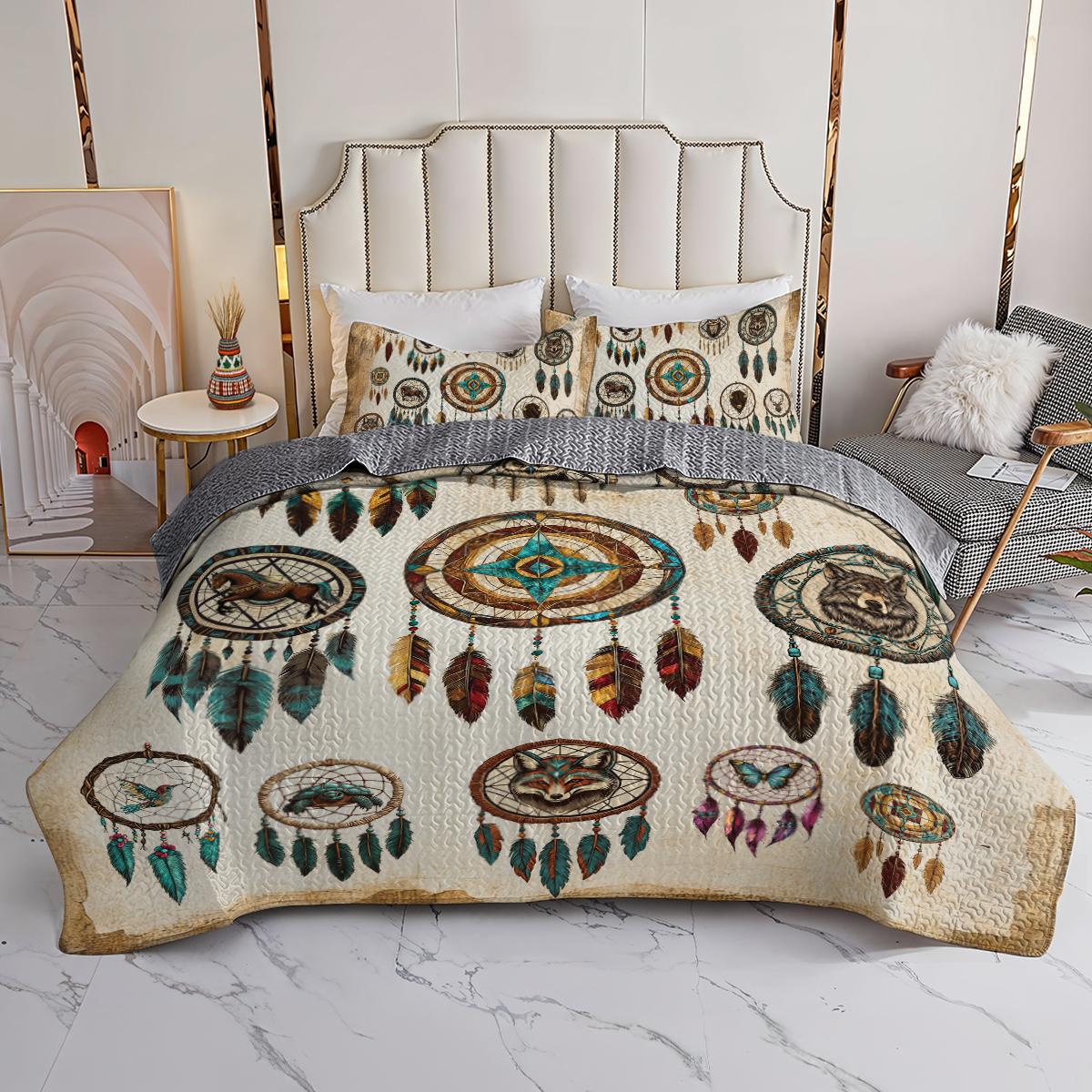 Shineful All Season Quilt 3-Piece Set Spirit Guide Dreamcatcher