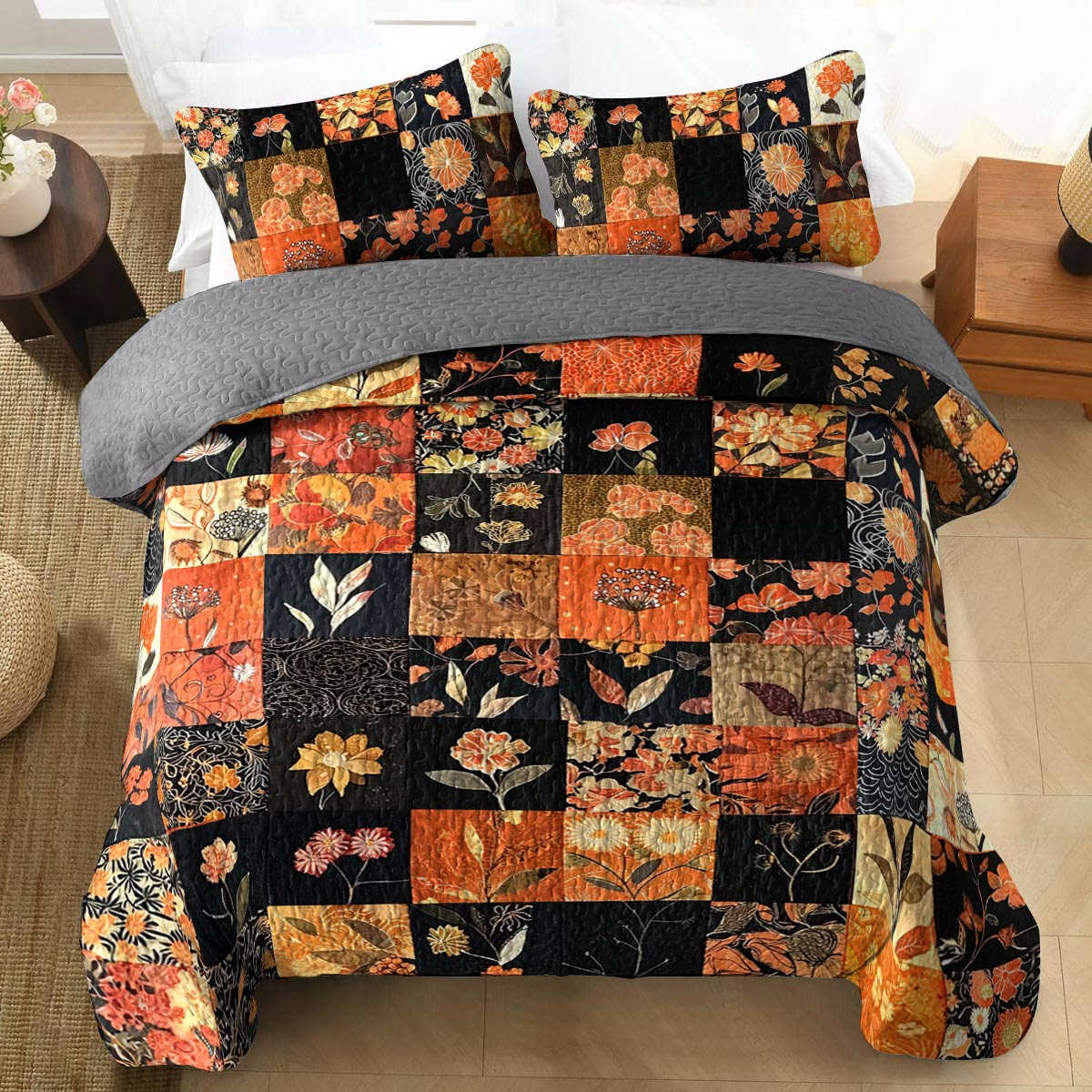 Shineful All Season Quilt 3-Piece Set Fall In Love Floral