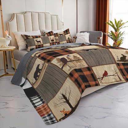 Shineful All Season Quilt 3-Piece Set Rustic Plaid Woodland