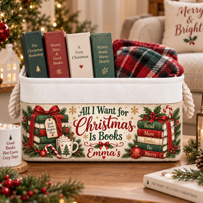 Shineful Personalized Christmas Reading Book Basket
