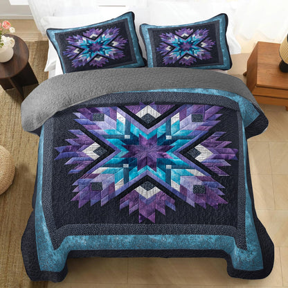 Shineful All Season Quilt 3-Piece Set Midnight Aurora Star