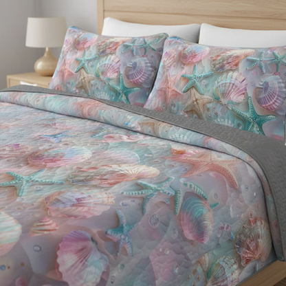 Shineful Quilt 3-Piece Set Coastal Shell