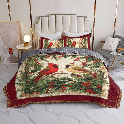 Shineful All Season Quilt 3-Piece Set Cardinal Cheer