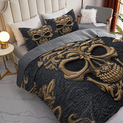 Shineful Quilt 3-Piece Set Baroque Skull Majesty