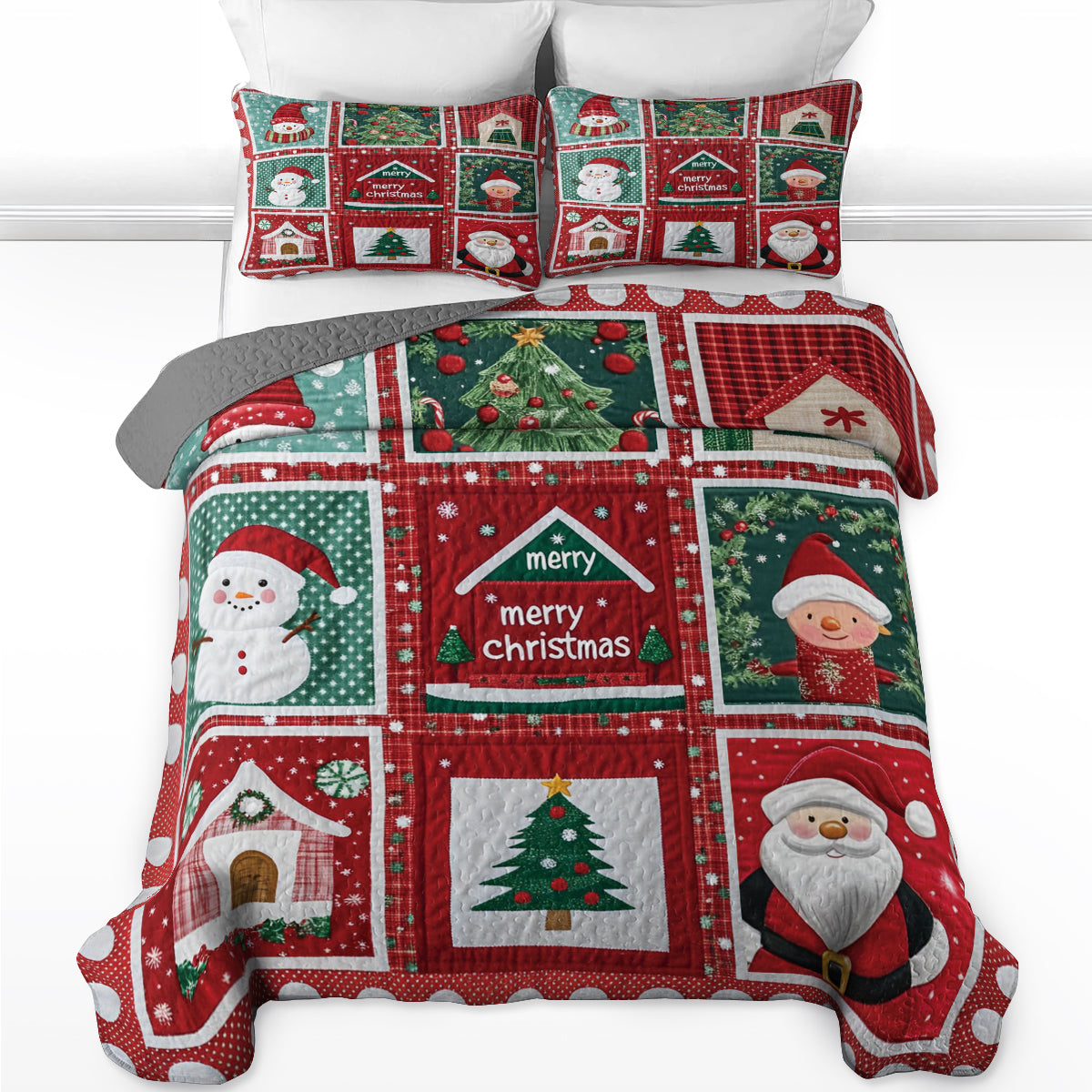 Shineful Flat Print All Season Quilt 3-Piece Set Merry Christmas