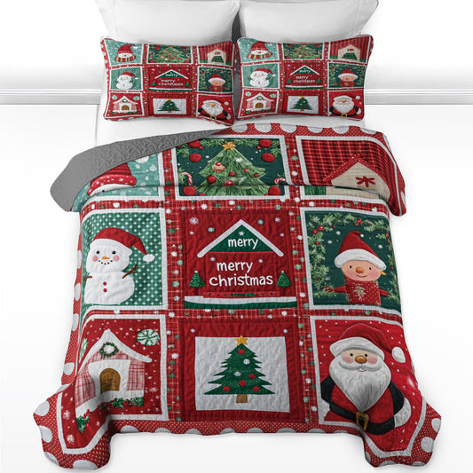 Shineful Flat Print All Season Quilt 3-Piece Set Merry Christmas