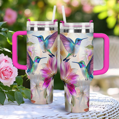 Shineful Tumbler Hummingbirds With Floral Symphony