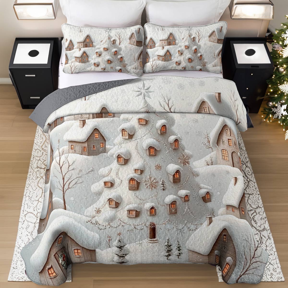 Shineful All Season Quilt 3-Piece Set Hometown Christmas Lovely